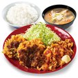 豚キムチとチキンソースカツ定食