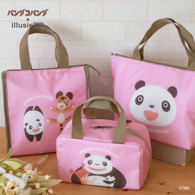 【パンダコパンダ×illusie300】パンダコパンダ スクエア保冷バッグ ￥550、パンダコパンダ 舟形保冷バッグ ￥550、パンダコパンダ ミニ保冷トート ￥550