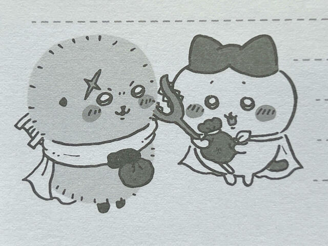 ラッコとの討伐で、たくさん報酬をもらったハチワレ。マント姿がかわいすぎませんか…?!