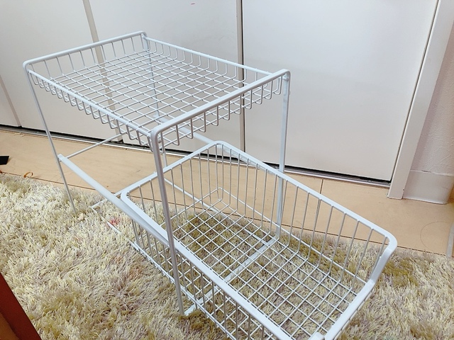 【カインズ 引き出しラック ホワイト】引き出しタイプは下段のみ。入らないものは上段に配置するのがおすすめ