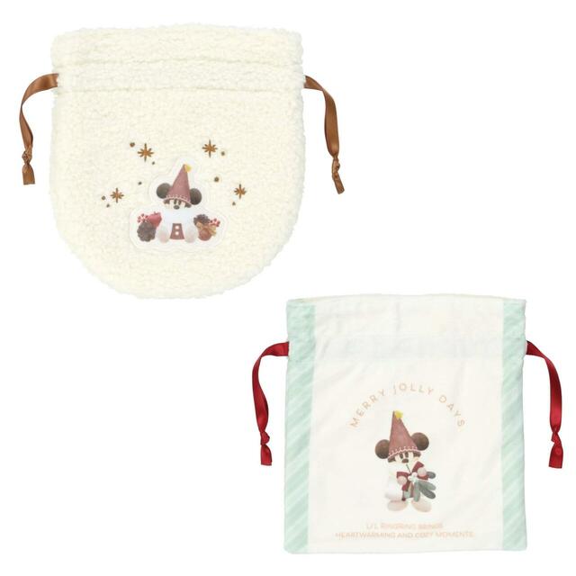 きんちゃくセット 2,400円｜東京ディズニーリゾート「ディズニー・クリスマス」スペシャルグッズ｜販売店舗：東京ディズニーランド「ディズニー＆カンパニー」、東京ディズニーシー「エンポーリオ」｜発売日：2025年11月10日（月）