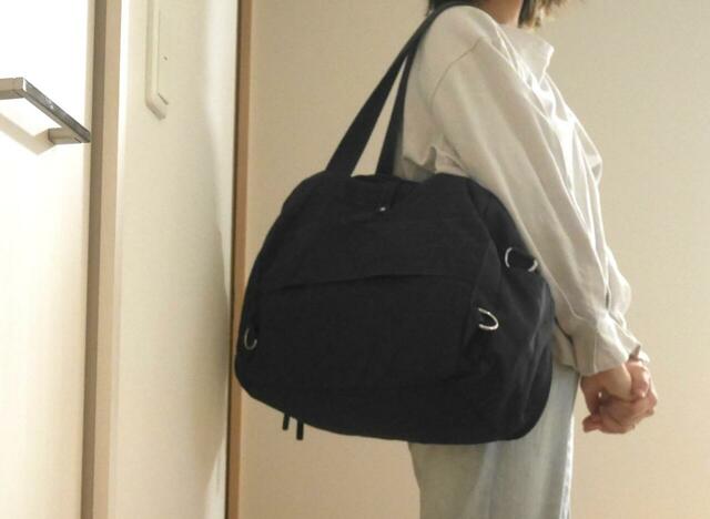 【ベルメゾン モッテミー荷造り上手な3WAYボストンバッグ】サイズは約38×36×13.5cm。大きめトートとしてもデイリーに使えます◎