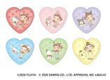 「PEKO×サンリオキャラクターズ トレーディングハート缶バッジ」＜価格：550円（税込）＞【「ペコちゃん×サンリオキャラクターズコラボPOPUP ブース」が初登場！「Peko Poko Chocolate Labo」あべのハルカス近鉄本店で開催！】