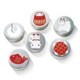 【ヒトツブカンロ「縁起缶キャンディ（招きねこ／鯛／いぬ／だるま／鶴／亀）」各500円】持っているだけで何かいいことがありそうな、縁起のいいキャンディシリーズ