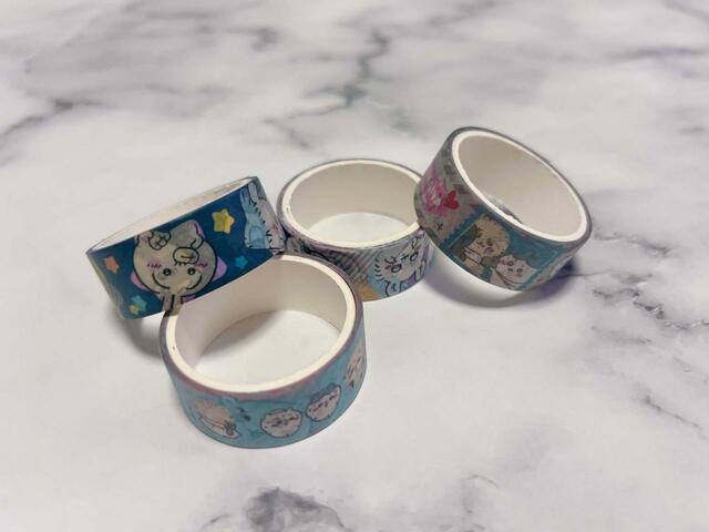 今回出会えた4種類のマステ。どれもカラフルでキュート♪