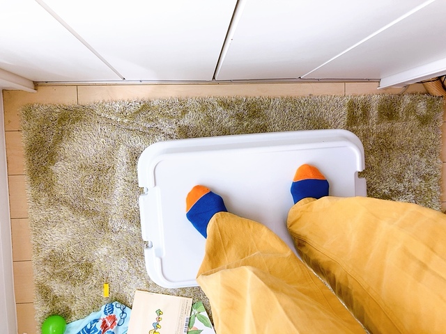 【無印良品 ポリプロピレン頑丈収納ボックス 大 50L】耐荷重約100kg！大人が乗っても凹まない