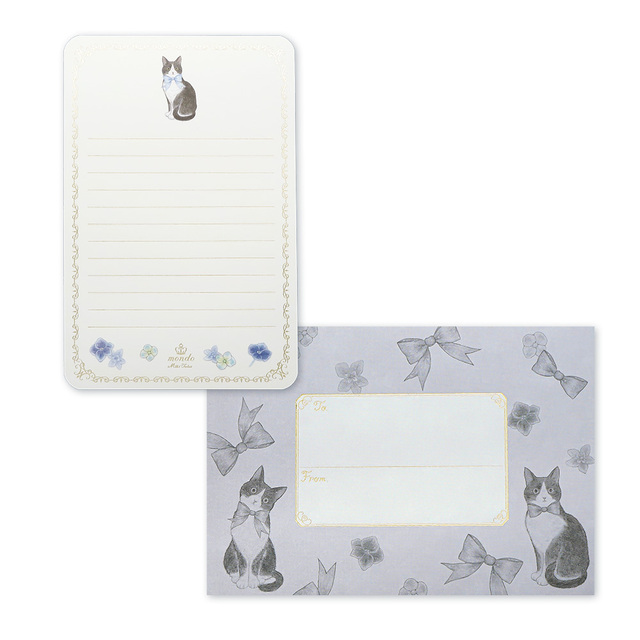 ロフト先行 /「たけいみき」 mondo レターセット タキシードキャット(クローズ・ピン)　550円