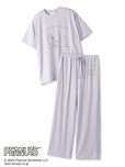 【PEANUTS】 ワンポイントＴシャツ＆ロングパンツセット  ¥9,790（カラー：ラベンダー 、サイズ：フリー）