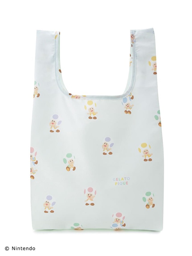 【スーパーマリオ】キノピオ＆ヨッシー総柄コンビニエコバッグ ブルー　￥3,960／便利なエコバッグも登場！