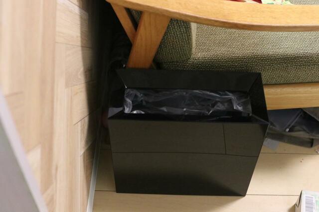 【山崎実業(Yamazaki)トラッシュカン ワイド ブラック】マットなブラックがおしゃれ