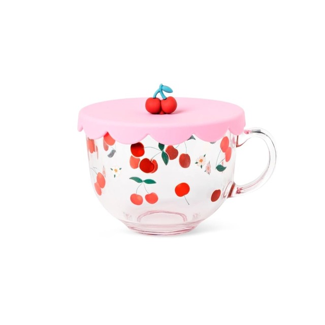 【フライングタイガー】蓋つきマグ 880円／ぷっくりしたチェリーが乗ったシリコン素材の蓋つき！