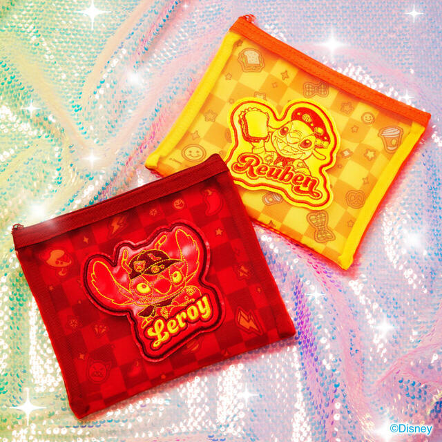 E賞 メッシュ フラットポーチ｜Happyくじ『Stitch Colorful Kawaii』