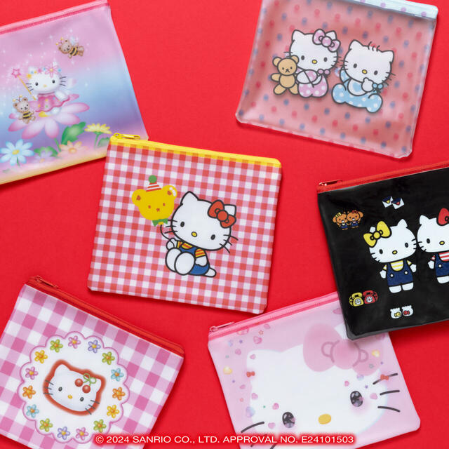 D賞フラットポーチ（全6種）【Happyくじ『HELLO KITTY 50th〜ハッピーアニバーサリー★〜』】