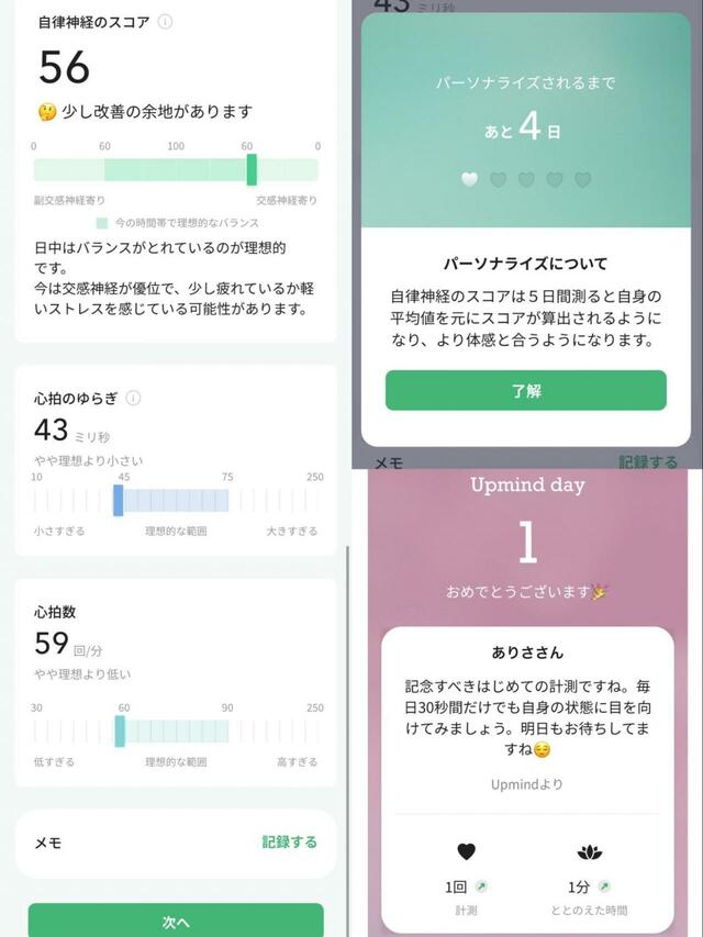【Upmind（アップマインド）】一回目の測定結果