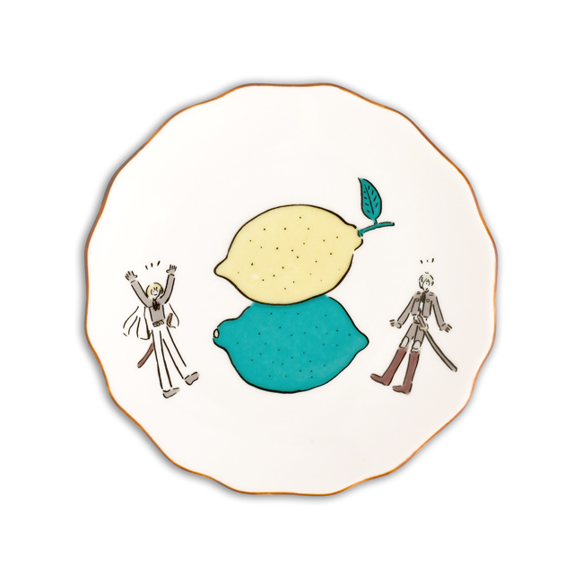 九谷焼 花型皿（髭切・膝丸）