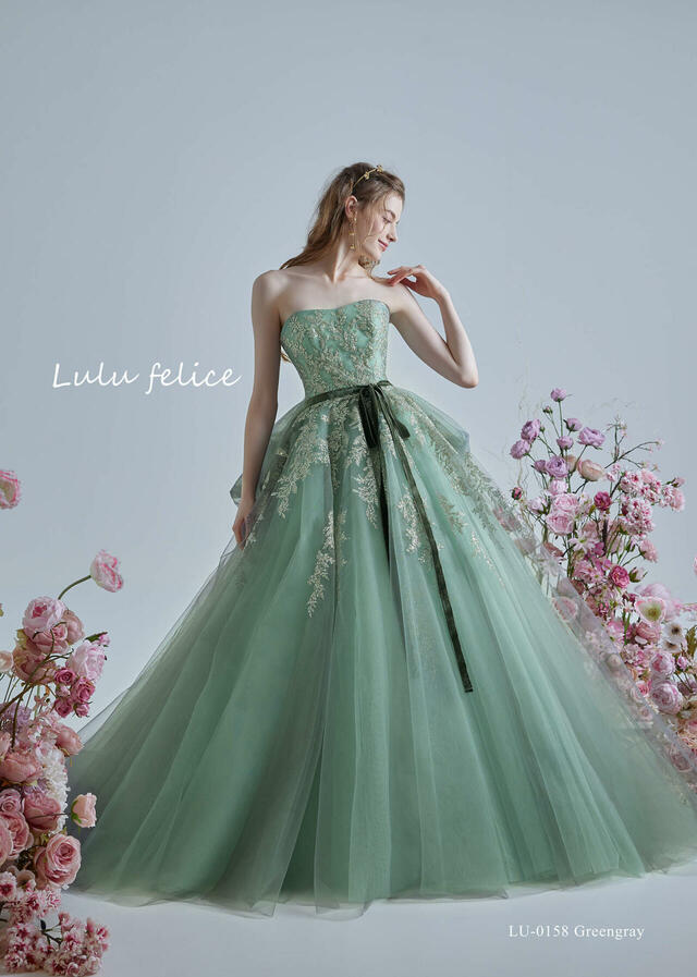 「Lulu felice（ルル・フェリーチェ）」新作ウェディングドレス　LU-0158_Greengray