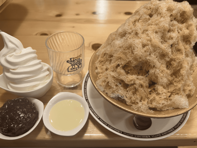 【コメダ珈琲店 チャイ氷・練乳・ソフトクリーム・おぐらあん】トッピング別皿だと、それぞれのボリューム感をより感じます
