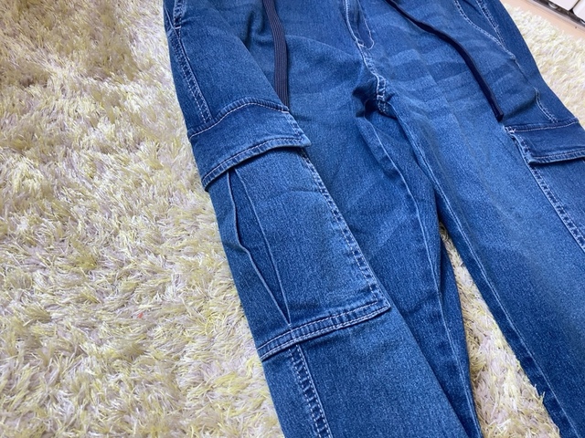 【ワークマン レディース冷感ストレッチデニムパンツ】もものポケットはマチ付き。スマホや財布などもしっかり収納できます♪