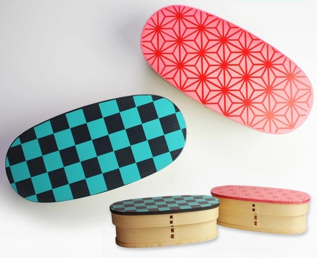 みよし漆器本舗「伝統模様曲げわっぱ　市松模様／麻の葉模様」5,000円（税込）