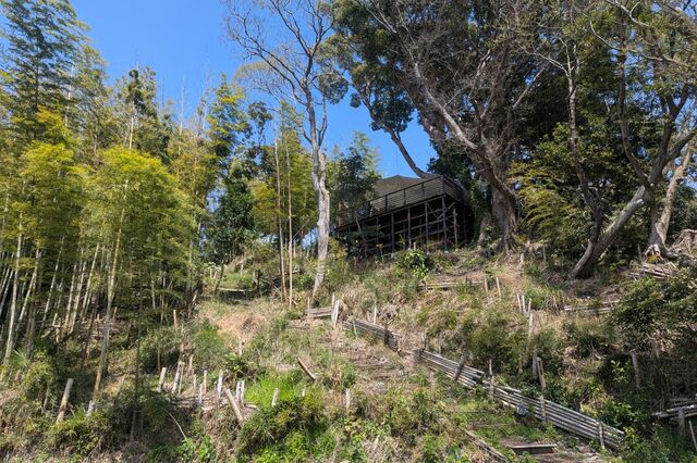 【クスクスグランピング真鶴】階段をのぼって行く限定1棟の「丘の上のスイートテント」はプライベート感満載