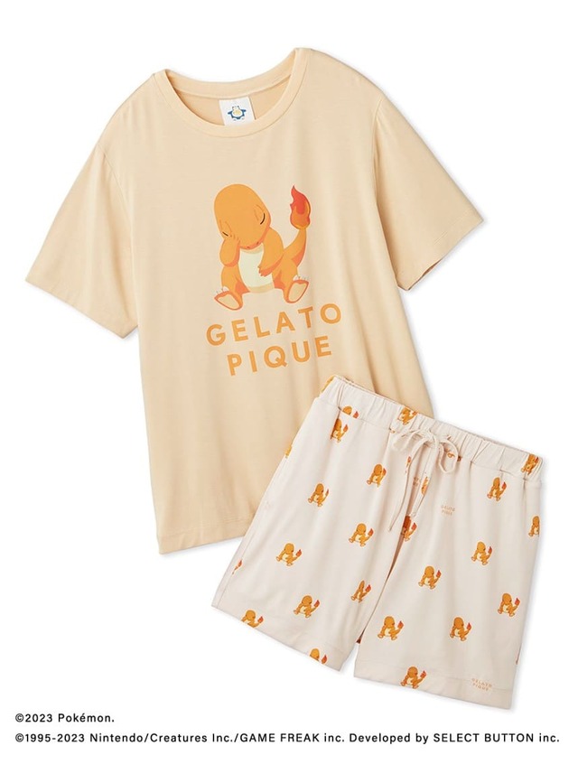 【ポケモンスリープ】接触冷感プリントTシャツ＆ショートパンツセット　ヒトカゲ　￥10,890　サイズ：フリー