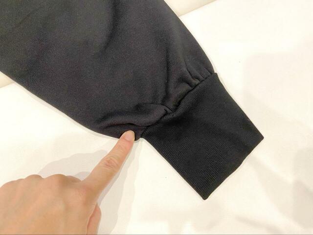 【coca 裏起毛ピンタックジョガーパンツ】裏起毛が施されているのはこの部分まで。足首のリブには裏起毛がありません