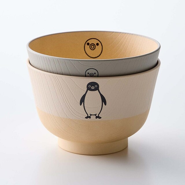 【ベルメゾン】Suicaのペンギン 優しい色合いの食洗機・レンジ対応汁椀2柄セット［日本製］