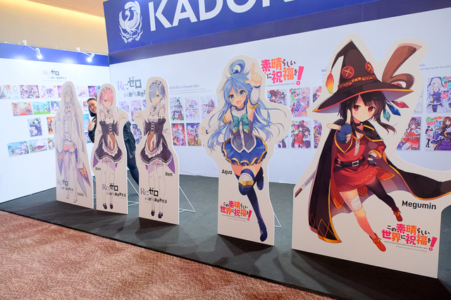 『Re:ゼロから始める異世界生活』や『この素晴らしい世界に祝福を！』のパネルを展開していたKADOKAWAブース