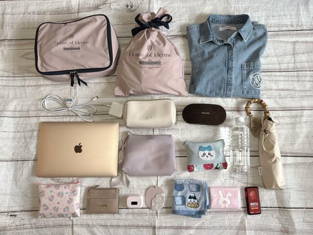 これだけのものが収納できました！荷物が少ない方であれば、2泊分の荷物も入りそう