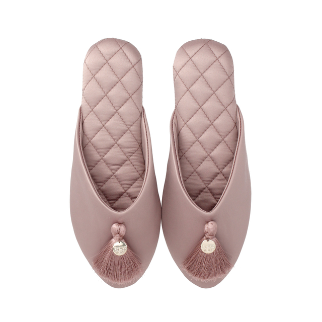 Francfranc（フランフラン）キルティング サテン ルームシューズ ピンク
