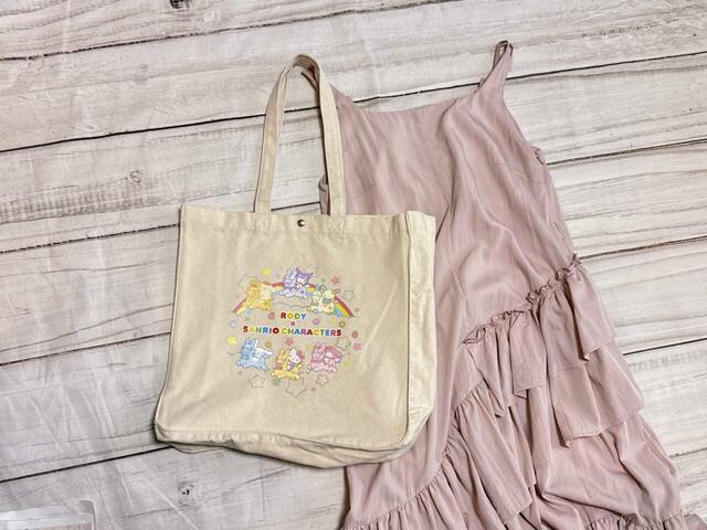 【しまむら パスケース付きトートバッグ(RODY×SANRIO CHARACTERS)】フェミニンなサマードレスに合わせてもかわいい