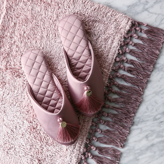 Francfranc（フランフラン）キルティング サテン ルームシューズ ピンク