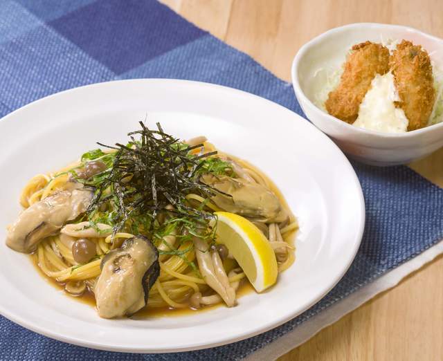 牡蠣ときのこの和風スパゲティ＋おつまみカキフライセット