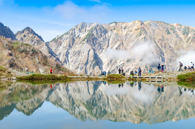 八方池が鏡のよう!