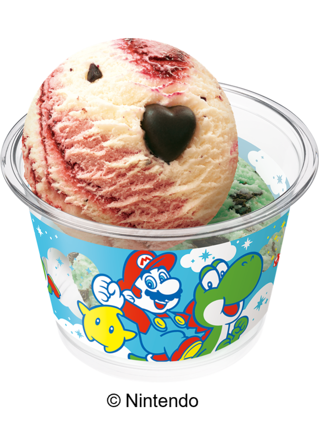 「スーパーマリオギャラクシー ダブルカップ B」＜価格：スモールダブル：510円／レギュラーダブル：760円（税込）＞【【サーティワン×スーパーマリオギャラクシー】4月の新作コラボフレーバーは“コットンフルーツギャラクシー”！チコのチャーム付きカップも期間限定で登場！】