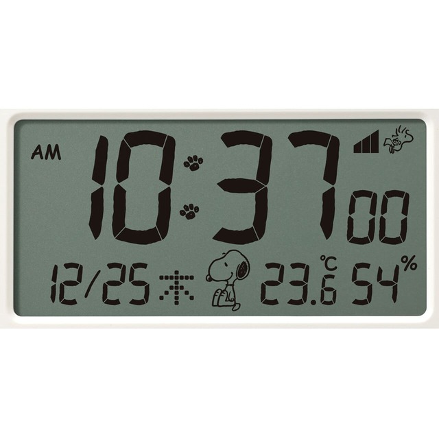 「アラームデジタルR235/スヌーピー」コミック風の液晶表示