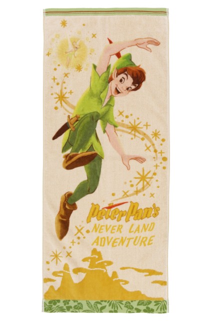 フェイスタオル ¥1,800|「ピーターパンのネバーランドアドベンチャー」をテーマにしたグッズ|東京ディズニーシー新テーマポート「ファンタジースプリングス」|販売店舗:東京ディズニーシー「エンポーリオ」|発売日:2024年5月28日(火)