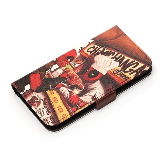 iPhone X用 MARVELフリップカバー デッドプール/ブラウン