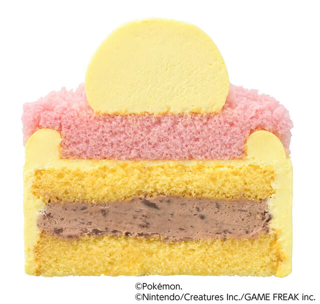 「＜ポケピース＞ピカチュウのチョコバナナケーキ」＜価格：777円（税込）＞【ポケモンたちのパステルカラーケーキ「ポケピース」♪銀座コージーコーナーで3月1日より発売！】