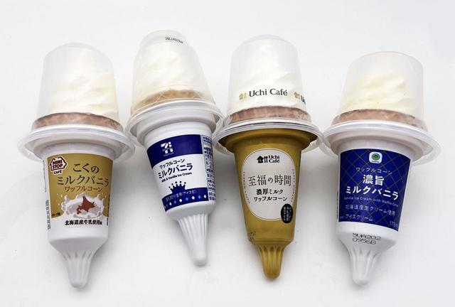 コンビニ各社でオリジナルがある「ワッフルコーン・バニラアイス」