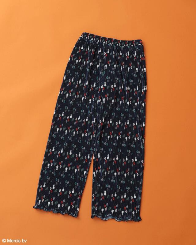 miffy/総柄プリーツパンツ  カラー：Navy  価格：￥4,990【Green Parks miffyコレクション】