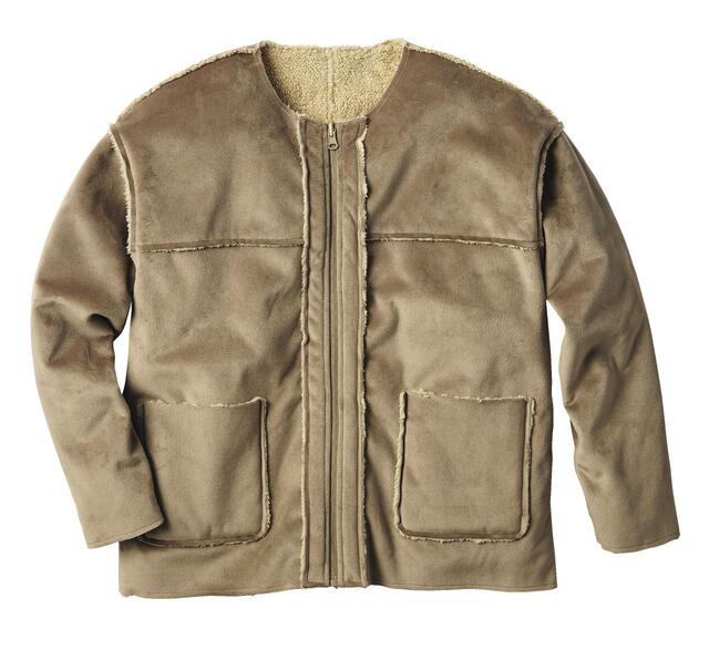 防風ベロアシャギーショート モカ×ベージュ