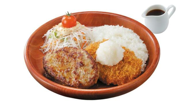 「メンチカツおろしポン酢＆ハンバーグディッシュ」＜S/M/L 1,530円/1,710円 / 2,000円＞【びっくりドンキーに「ハンバーグ屋のメンチカツ」が今年も登場】