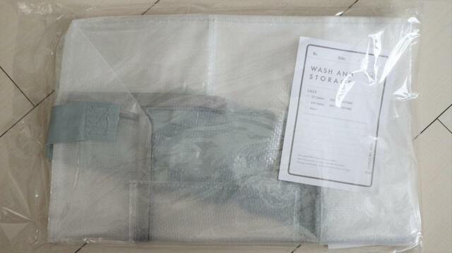 【3COINS クリアボックスバッグ:L】シンプルなラベルカード付き