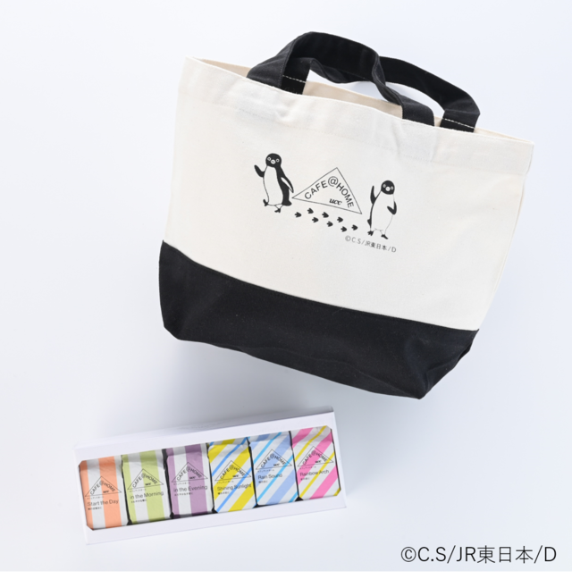 「Suicaのペンギンコラボトートバッグ付きCAFE@HOME バラエティ12Pセット」<3,900円(税込)>【Suicaのペンギン×CAFE@HOMEのコラボトートバッグ付コーヒーセットが登場】