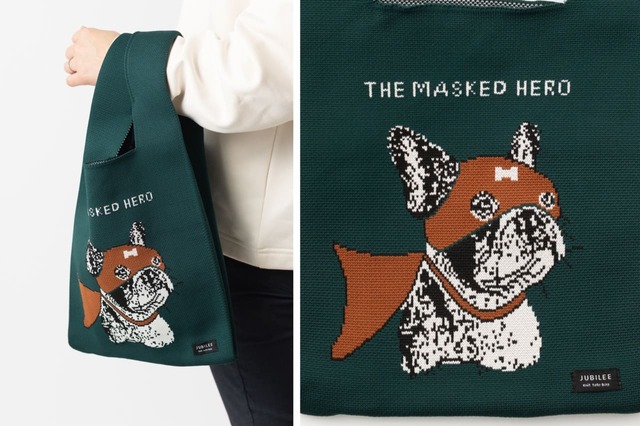 【Jubilee ニット ミニトートバッグ】ティールグリーンの「 The Masked Hero 」