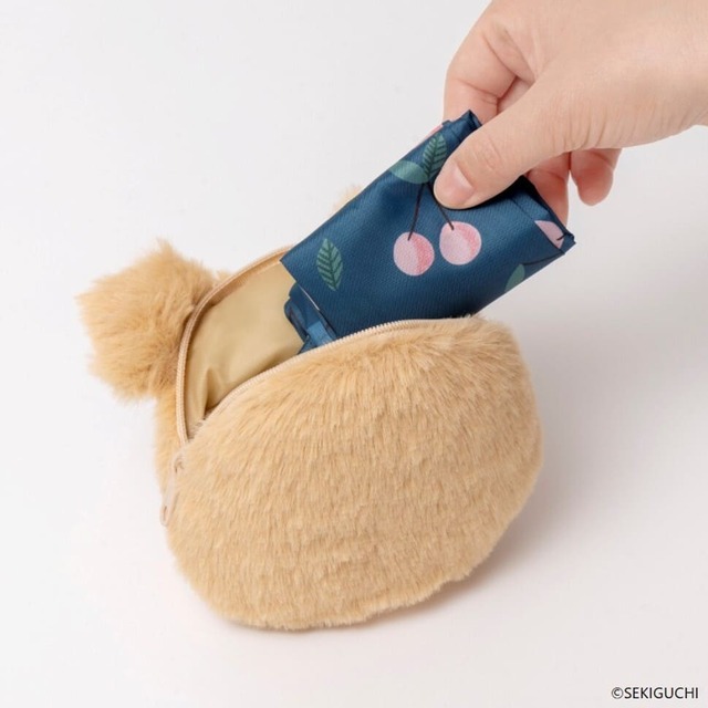 【モンチッチ×kippis】『モンチッチ×kippis ぬいぐるみチャーム付きエコバッグ』/ポケットにエコバッグをたたんで収納できる!