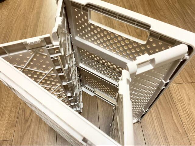 【デコホーム たためる収納ボックス（ハーフ）】側面を閉じるだけで小さく変身