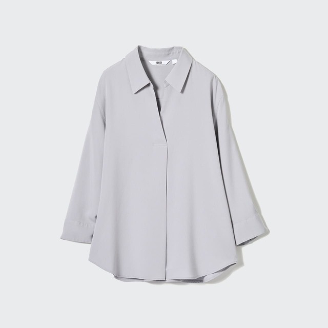 【ユニクロ・商品画像】「レーヨンスキッパーブラウス」(カラー:GRAY)