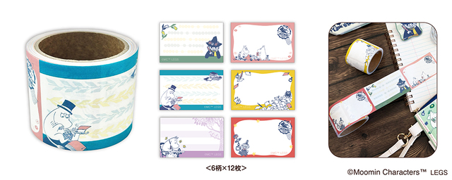 郵便局限定『ムーミン』グッズ【ロール付箋】価格：680円（税込）商品内容：6柄×12枚：サイズ（約）：タテ4×ヨコ6.35cm　※1柄あたり：ミシン目で切り取って使える、ロール状の付箋です。会社や学校で、ちょっとしたメモやメッセージを残すのに便利です。
